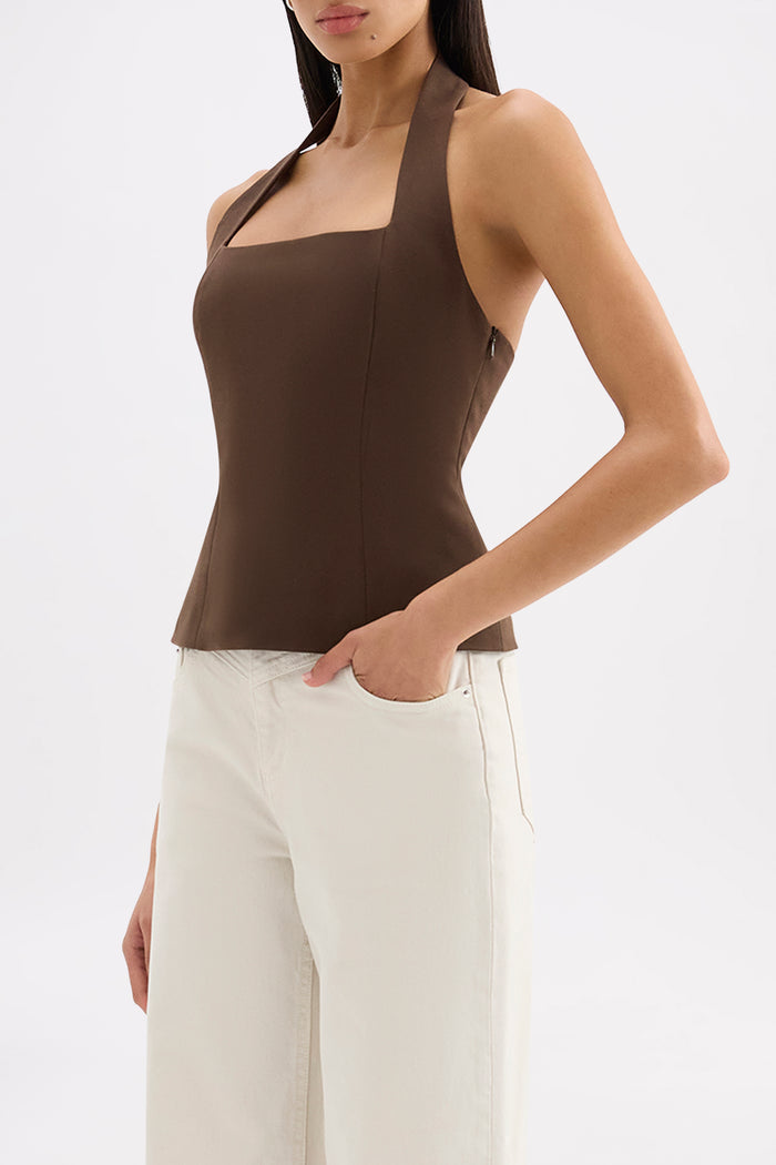 Myra Chocolate Halter Top
