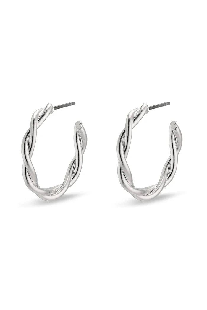Naja Pi Silver Twisted Small Hoop Earrings