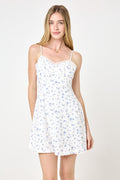 Nature Blue Floral Trimmed Dress