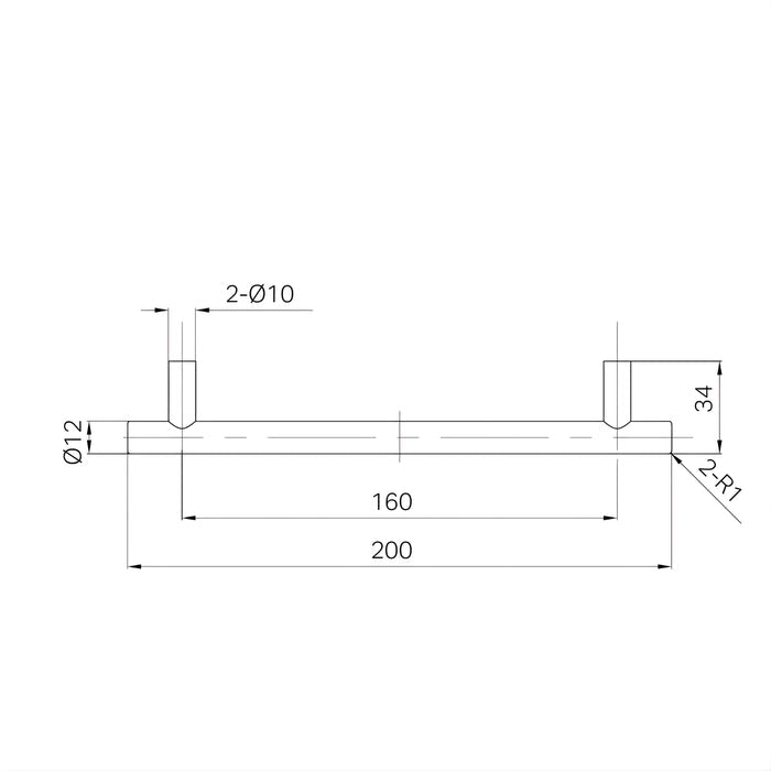 Line Drawing Nero Mecca 200mm Pull Handle Brushed Nickel 25F003BN - The Blue Space