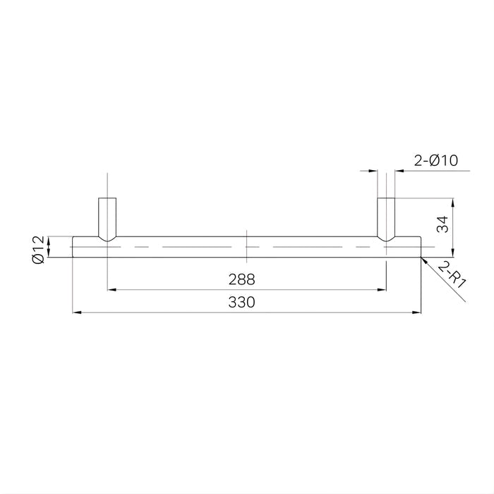 Line Drawing Nero Mecca 330mm Pull Handle Chrome 25F004CH - The Blue Space