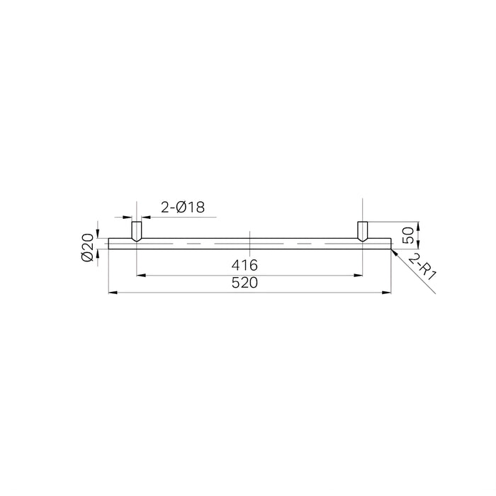 Line Drawing Nero Mecca 520mm Appliance Pull Handle Matte Black 25F005MB - The Blue Space
