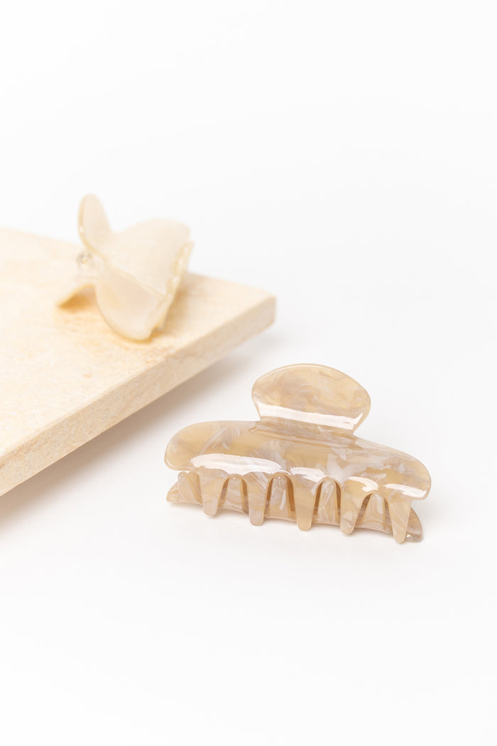 Neutral Pearl Acrylic Set of 2 Claw Clips