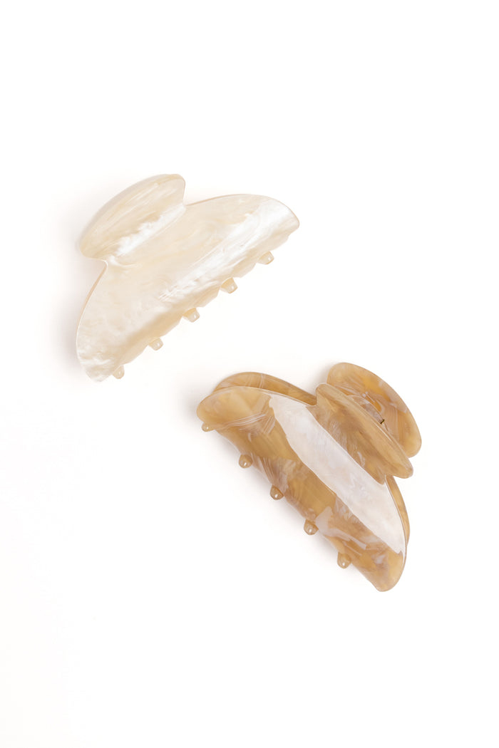 Neutral Pearl Acrylic Set of 2 Claw Clips