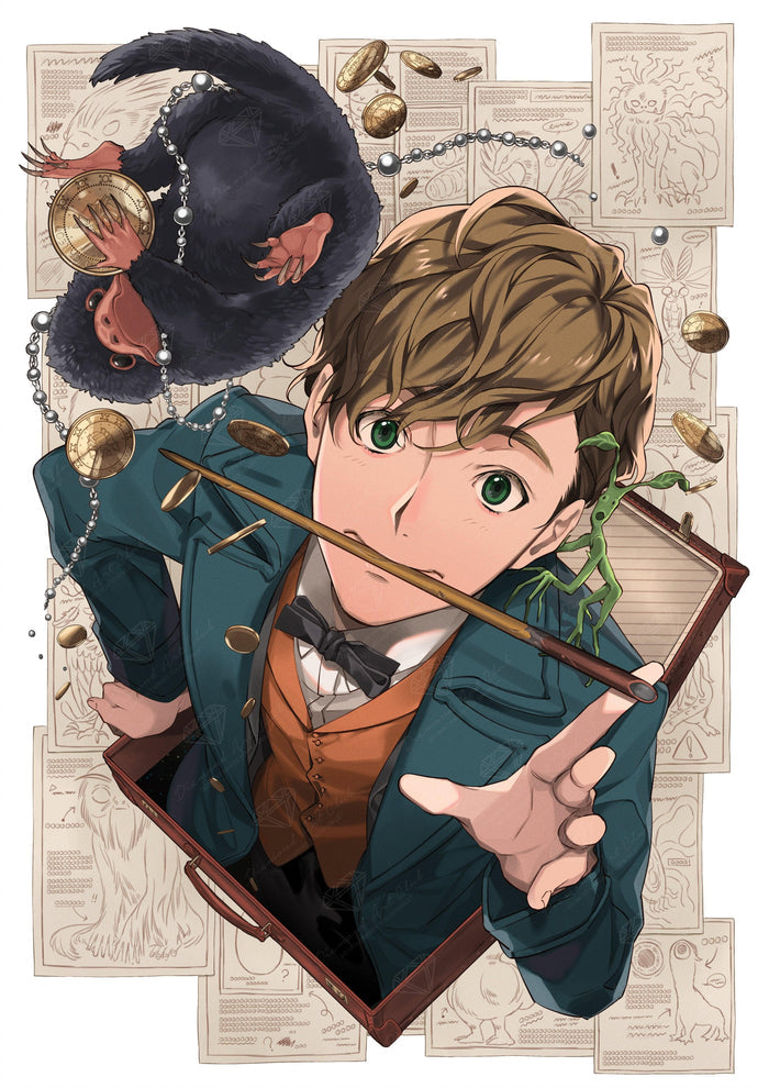 Diamond Painting Newt and Niffler 25.6" x 36.2" (65cm x 92cm) / Square With 52 Colors Including 5 ABs / 96,309