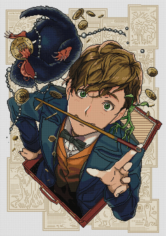 Diamond Painting Newt and Niffler 25.6" x 36.2" (65cm x 92cm) / Square With 52 Colors Including 5 ABs / 96,309