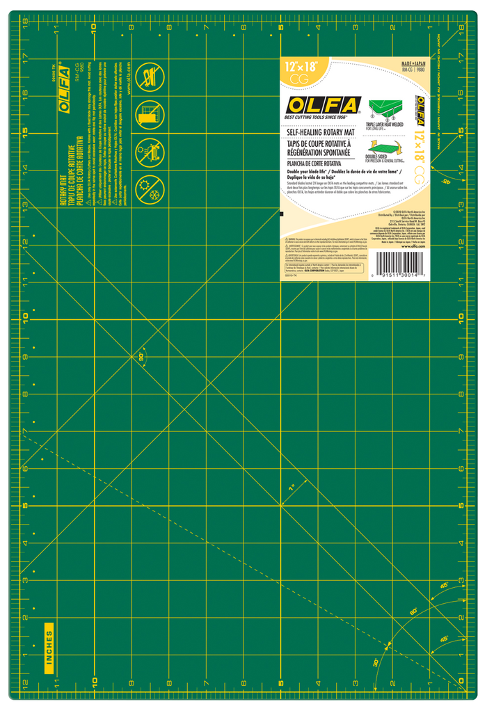OLFA Double Sided Rotary Mat Green 12" x 18"