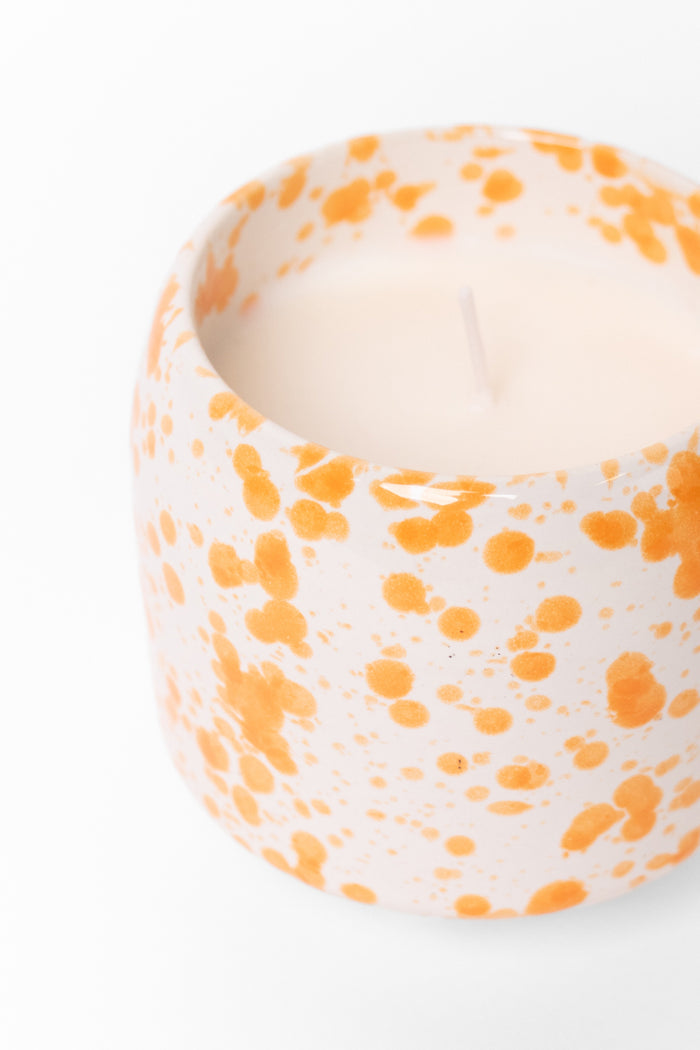 Orange Splash Glazed Ceramic Soy Wax Candle