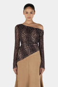 Paige Bambi Brown Asym Hem LS Top