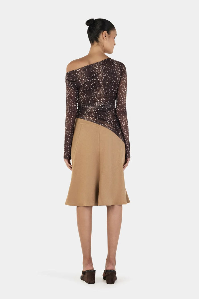 Paige Bambi Brown Asym Hem LS Top
