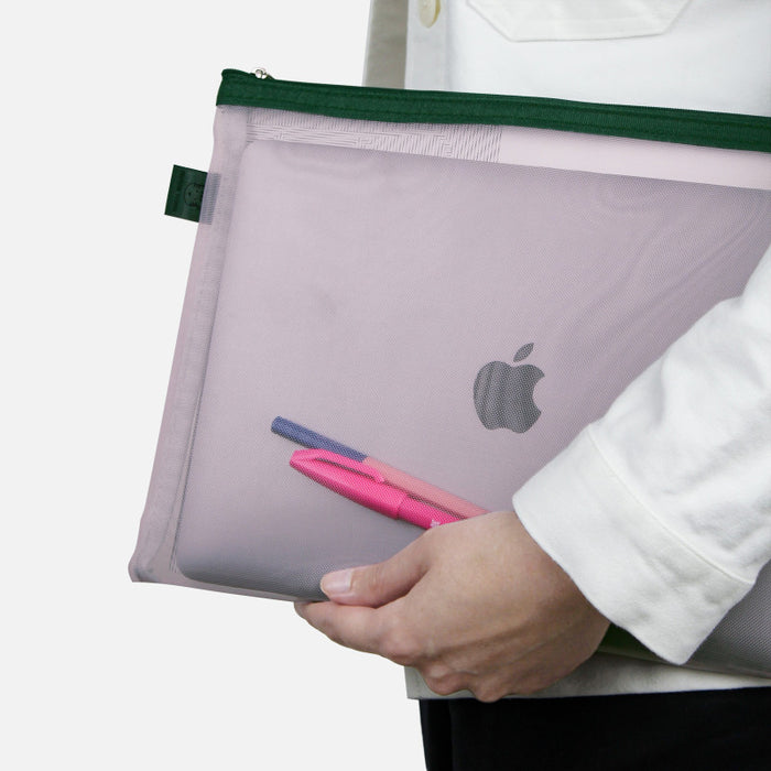 Papier Tigre Mesh Pouch (L) - Pink & Green