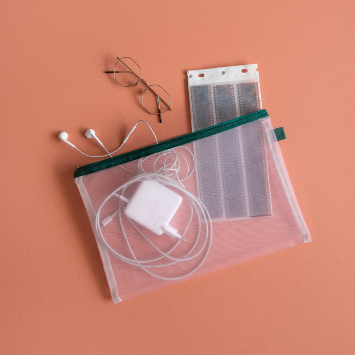 Papier Tigre Mesh Pouch (L) - Pink & Green