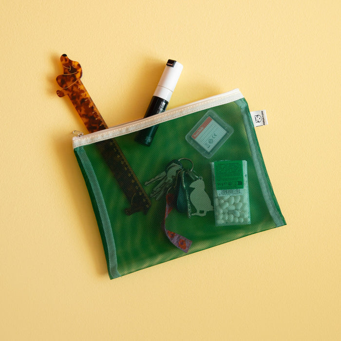 Papier Tigre Mesh Pouch (M) - Green & Light Yellow