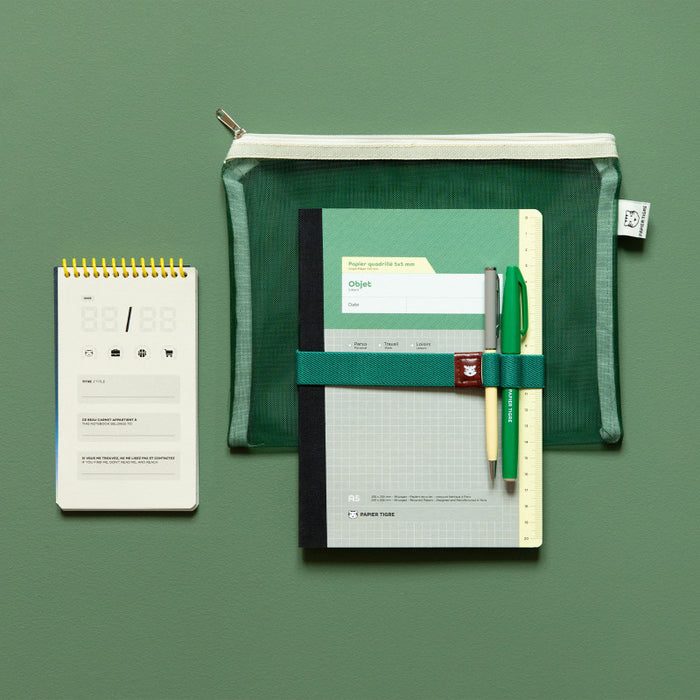 Papier Tigre Mesh Pouch (M) - Green & Light Yellow
