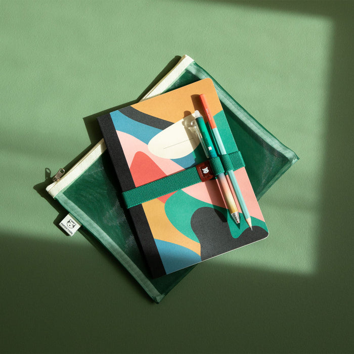 Papier Tigre Mesh Pouch (M) - Green & Light Yellow