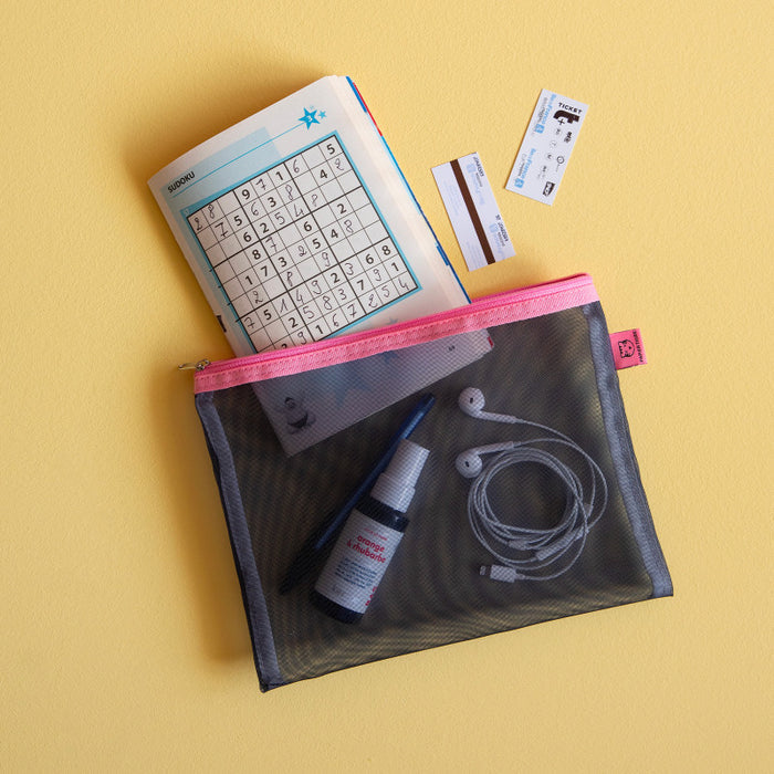 Papier Tigre Mesh Pouch (M) - Indigo & Pink