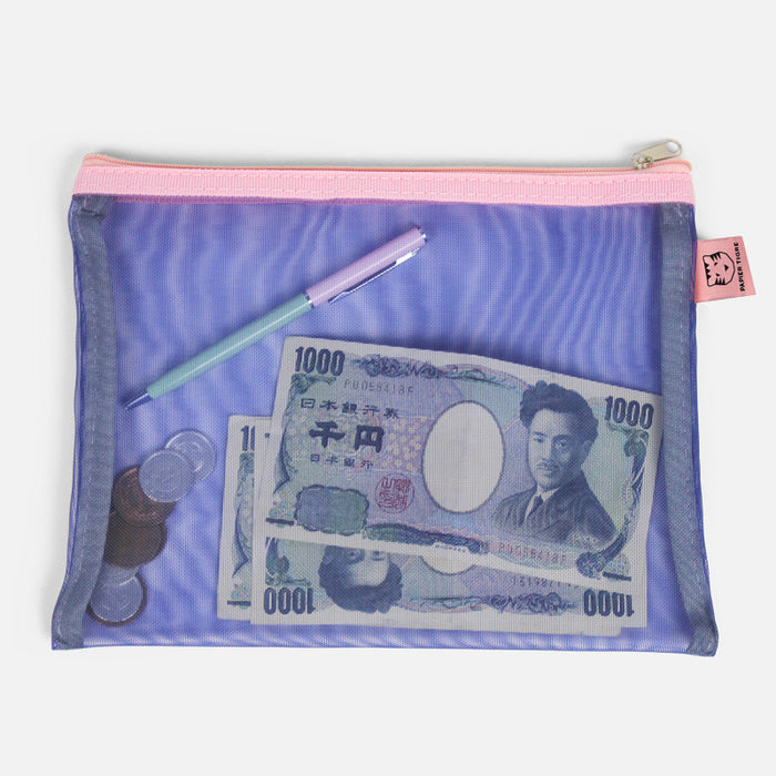 Papier Tigre Mesh Pouch (M) - Indigo & Pink