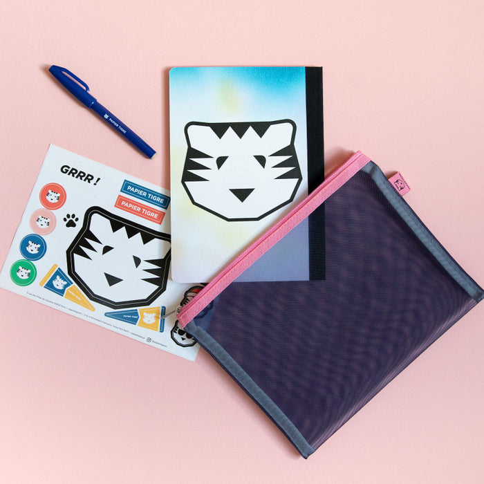 Papier Tigre Mesh Pouch (M) - Indigo & Pink