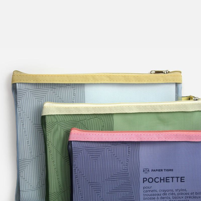 Papier Tigre Mesh Pouch (M) - Indigo & Pink