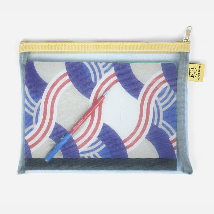 Papier Tigre Mesh Pouch (M) - Light Blue & Yellow