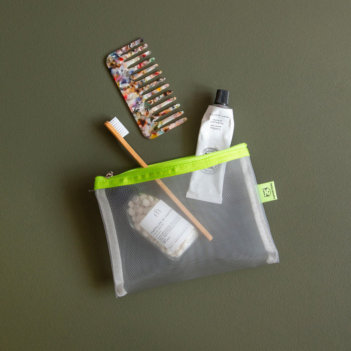 Papier Tigre Mesh Pouch (S) - Grey & Lemon
