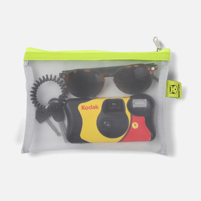 Papier Tigre Mesh Pouch (S) - Grey & Lemon