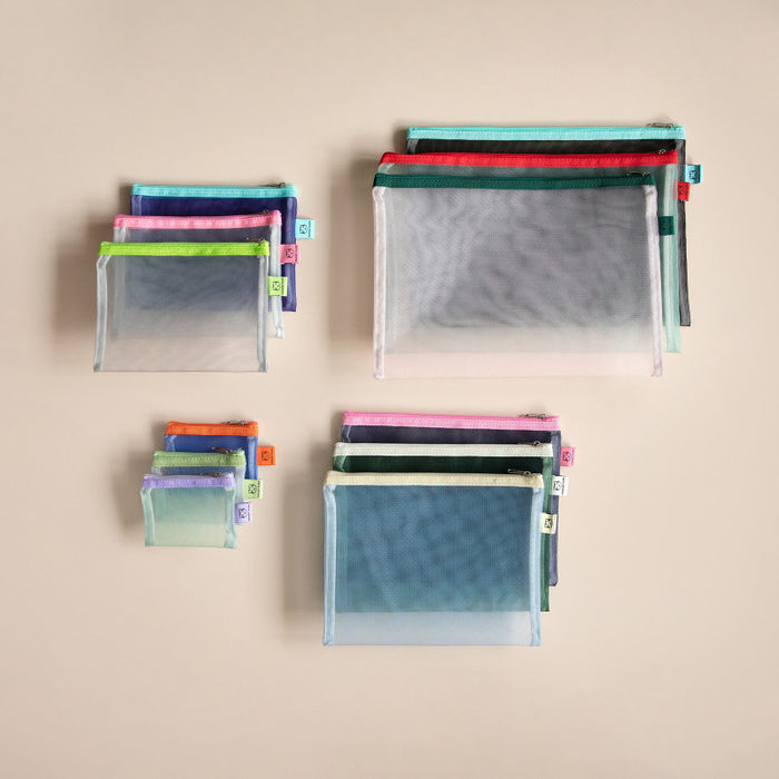 Papier Tigre Mesh Pouch (S) - Grey & Lemon