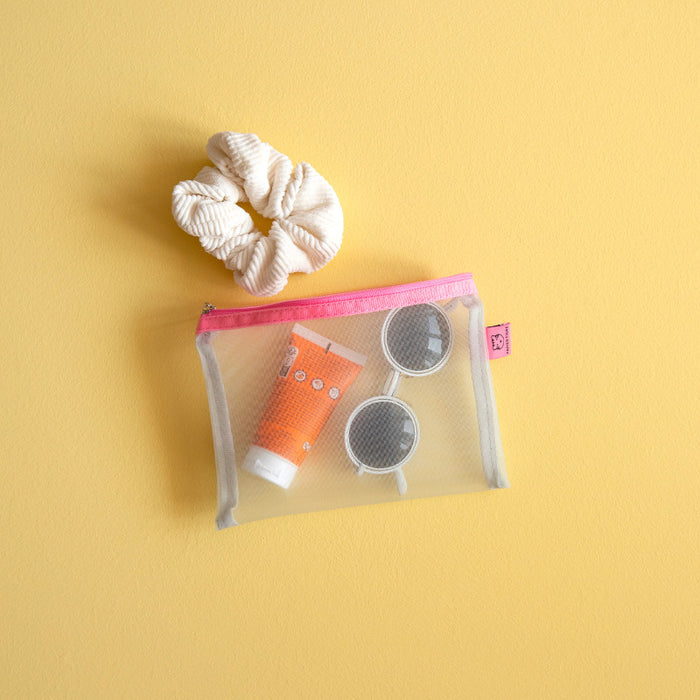 Papier Tigre Mesh Pouch (S) - White & Pink