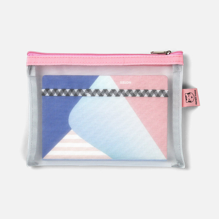 Papier Tigre Mesh Pouch (S) - White & Pink