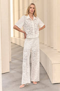 Model wearing Parasol White Lace Pant