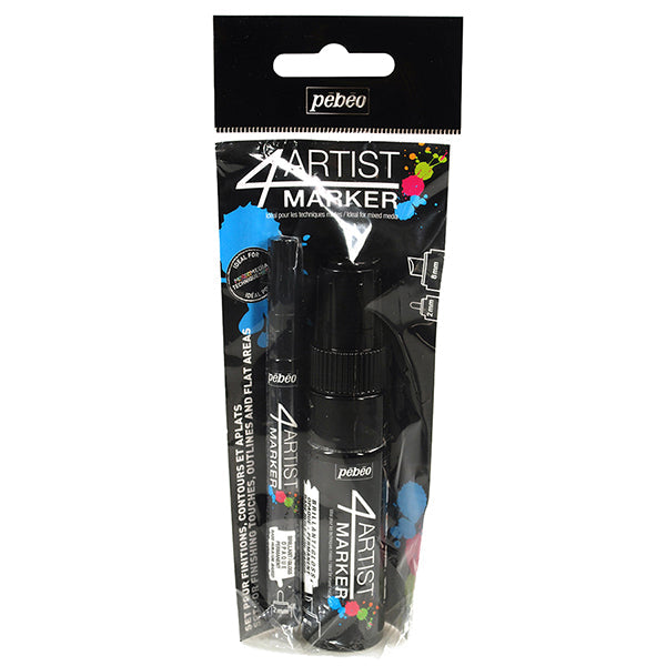 Pebeo 4Artist Duo Marker Black Duo Set of 2