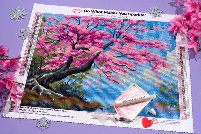 Diamond Painting Petals by the Quiet Shore 17" x 13" (42.7cm x 33cm) / Round with 35 Colors including 2 ABs and 2 Fairy Dust Diamonds / 18,600