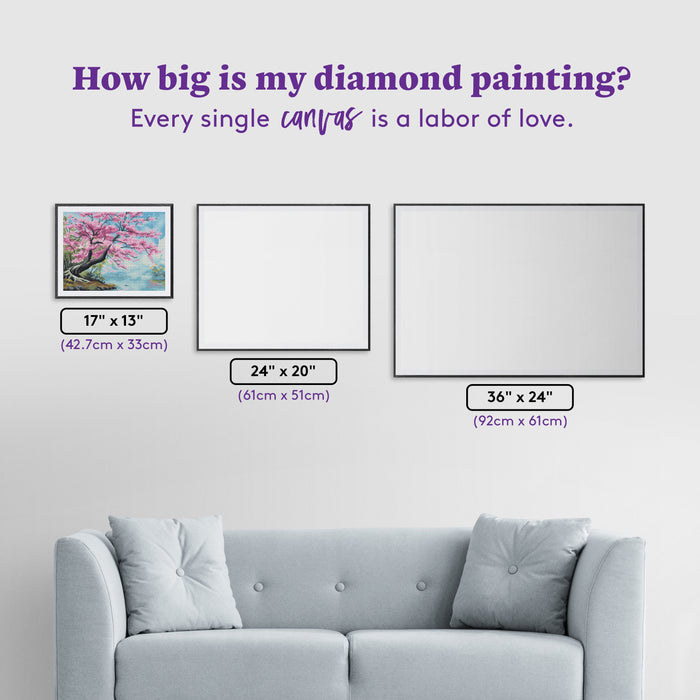 Diamond Painting Petals by the Quiet Shore 17" x 13" (42.7cm x 33cm) / Round with 35 Colors including 2 ABs and 2 Fairy Dust Diamonds / 18,600