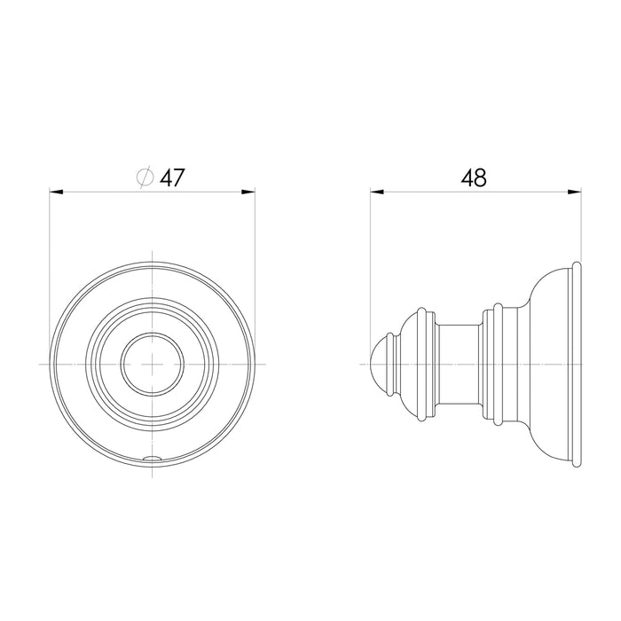 Technical Drawing Phoenix Cromford Robe Hook - Brushed Bronze 134-8400-24 - The Blue Space