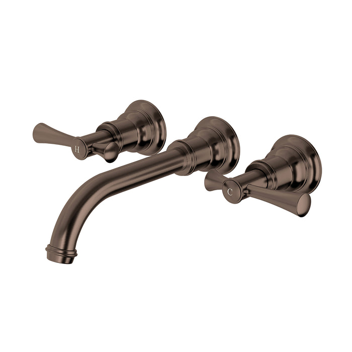 Phoenix Cromford Wall Basin Bath Tap Set - Brushed Bronze 134-1126-24-1 - The Blue Space
