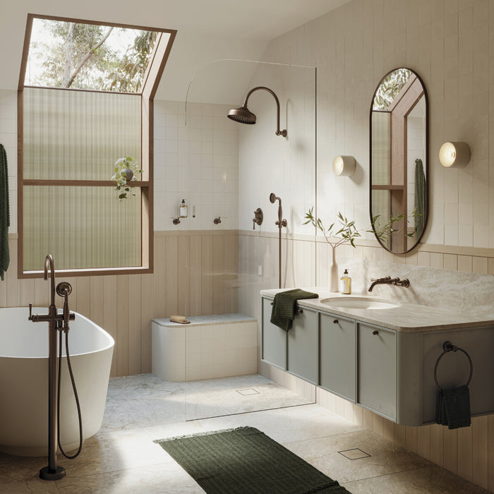 Lifestyle 1 Phoenix Cromford Wall Basin Bath Tap Set - Brushed Bronze 134-1126-24-1 - The Blue Space