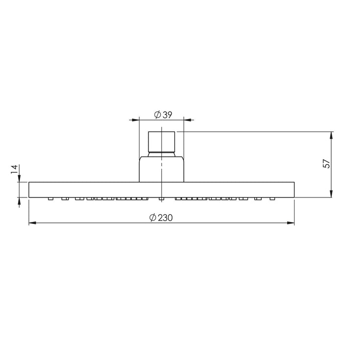 Technical Drawing Phoenix Vivid Shower Rose 230mm Round - Brushed Bronze V527-24 - The Blue Space