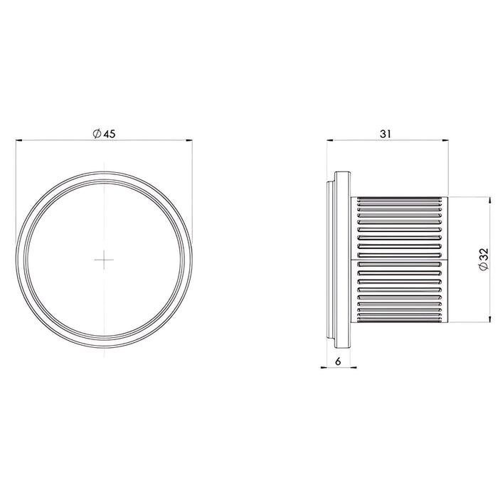 Technical Drawing Phoenix Wiltern Robe Hook Chrome 144-8400-00 - The Blue Space