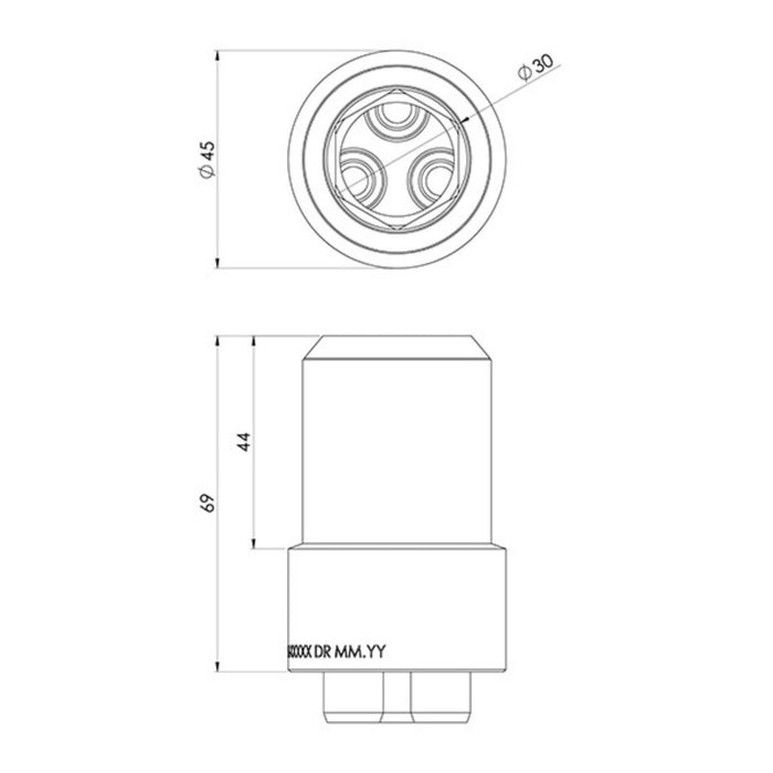 Technical Drawing Phoenix Wiltern Wall Mixer Body Extension 25mm - Brushed Carbon 144-9664-31-1 - The Blue Space