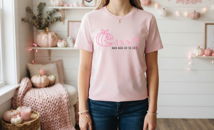 Pink Halloween Pumpkin Breast Cancer Awareness Tee | Waka Waka for the Girls Shirt