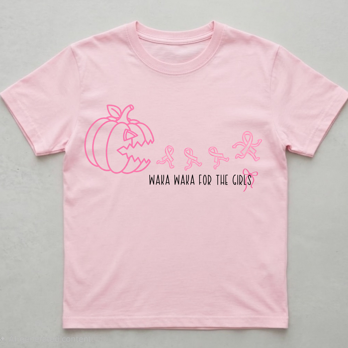 Pink Halloween Pumpkin Breast Cancer Awareness Tee | Waka Waka for the Girls Shirt