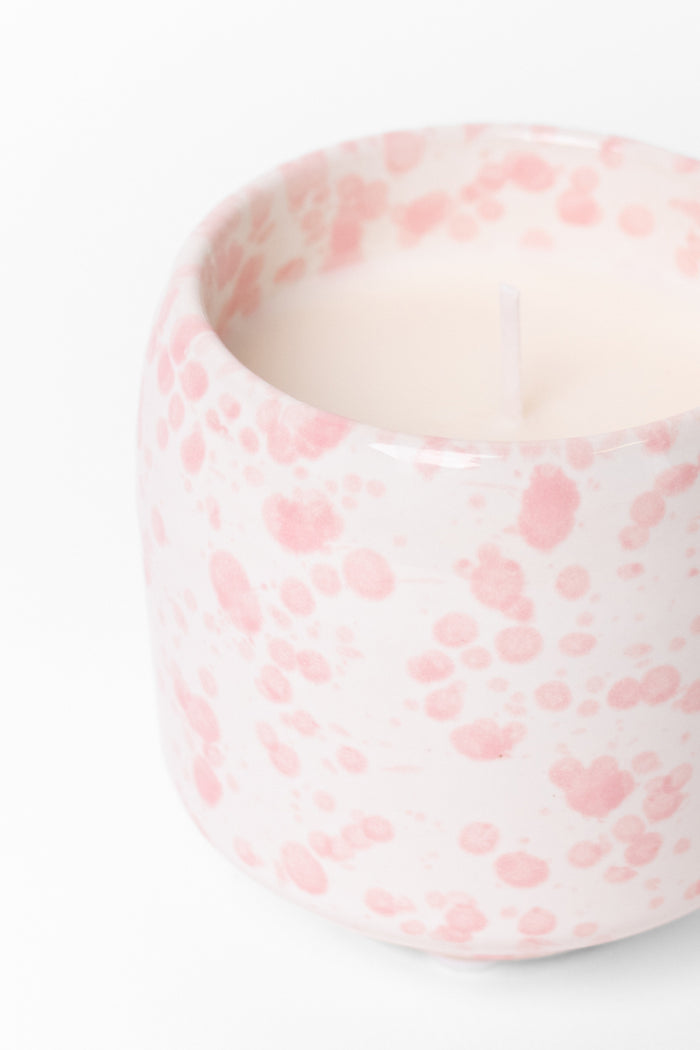 Pink Splash Glazed Ceramic Soy Wax Candle