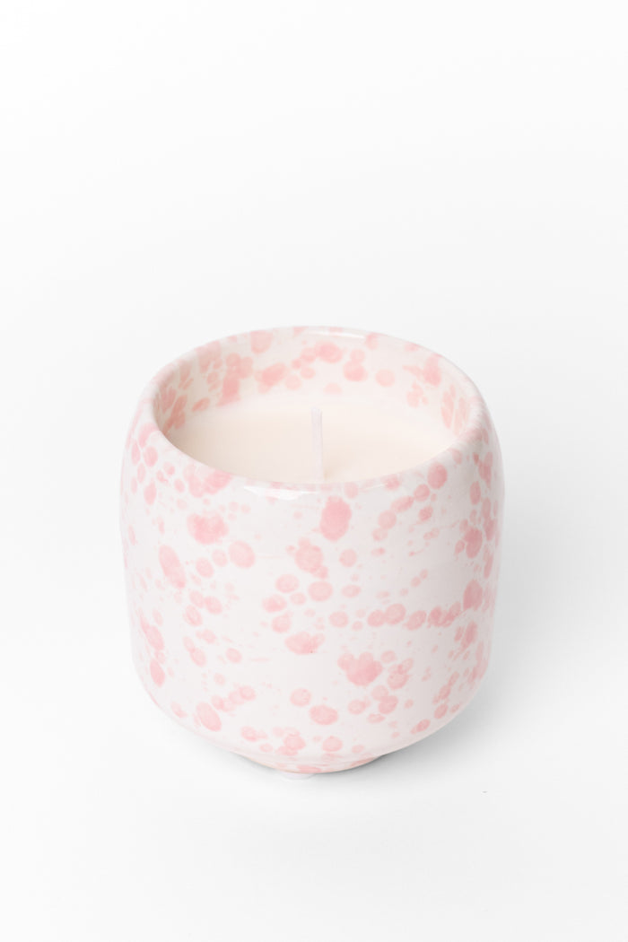 Pink Splash Glazed Ceramic Soy Wax Candle