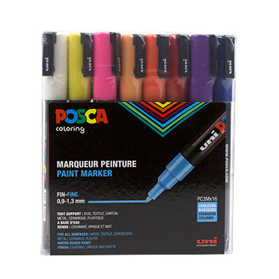 POSCA Acrylic Paint Marker PC-3M Fine Set of 16