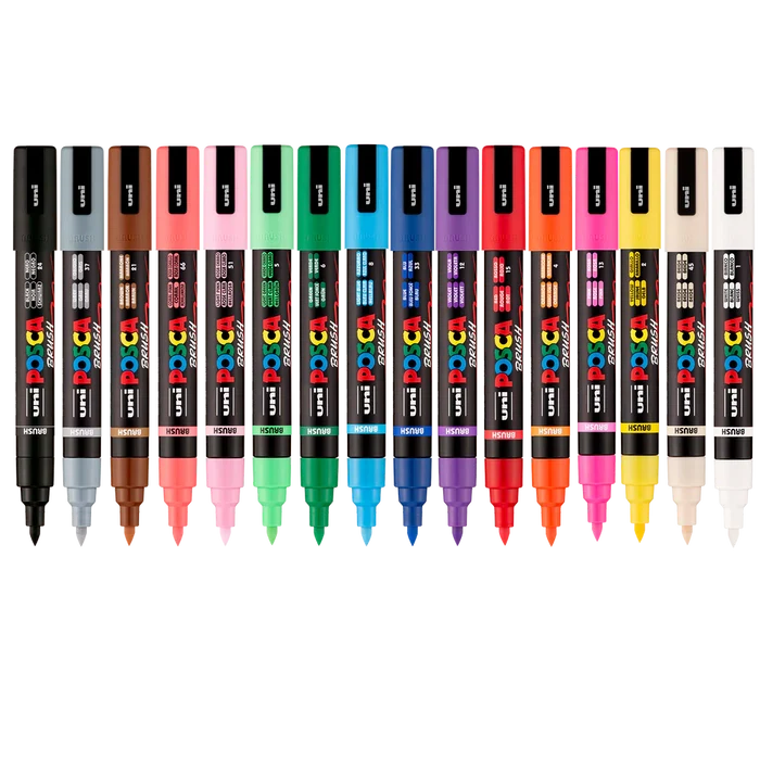 POSCA Acrylic Paint Marker PC-5BR Brush Set of 16