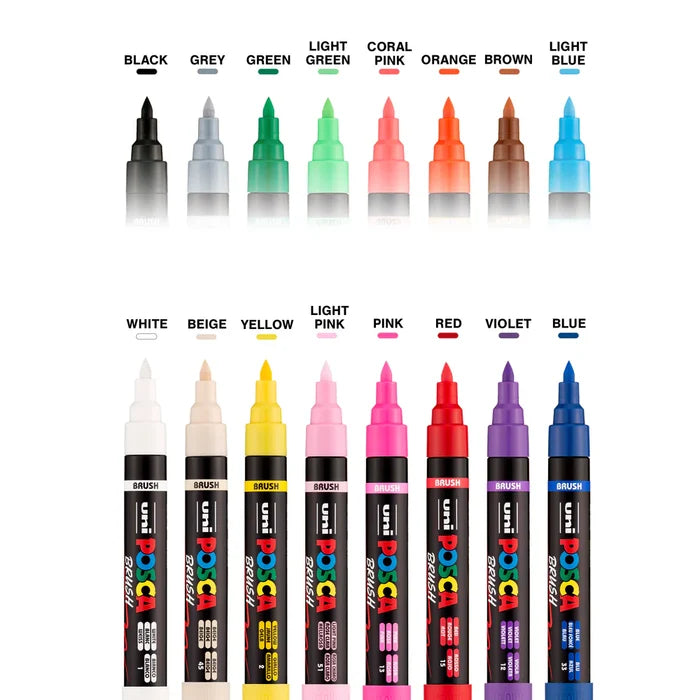 POSCA Acrylic Paint Marker PC-5BR Brush Set of 16