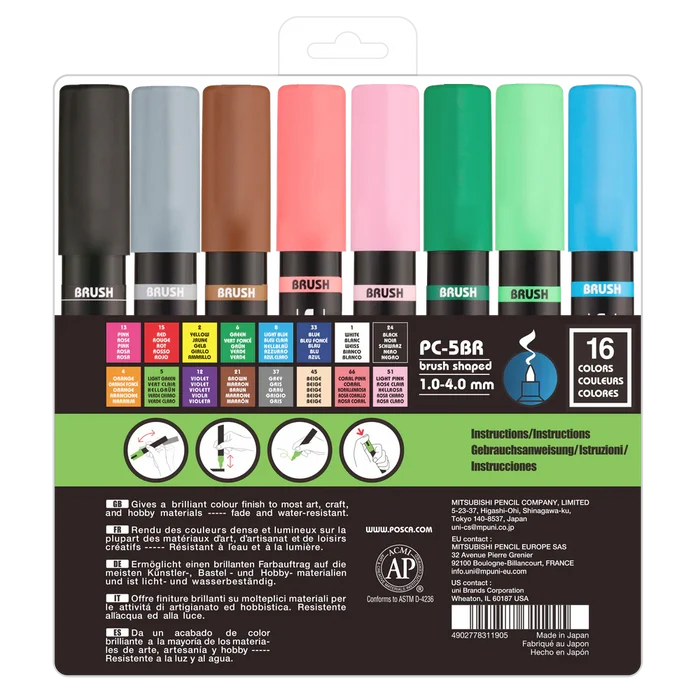 POSCA Acrylic Paint Marker PC-5BR Brush Set of 16
