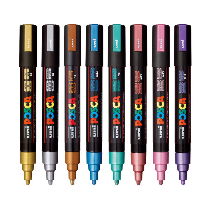 POSCA Acrylic Paint Marker PC-5M Medium Metallic Colours Set of 8