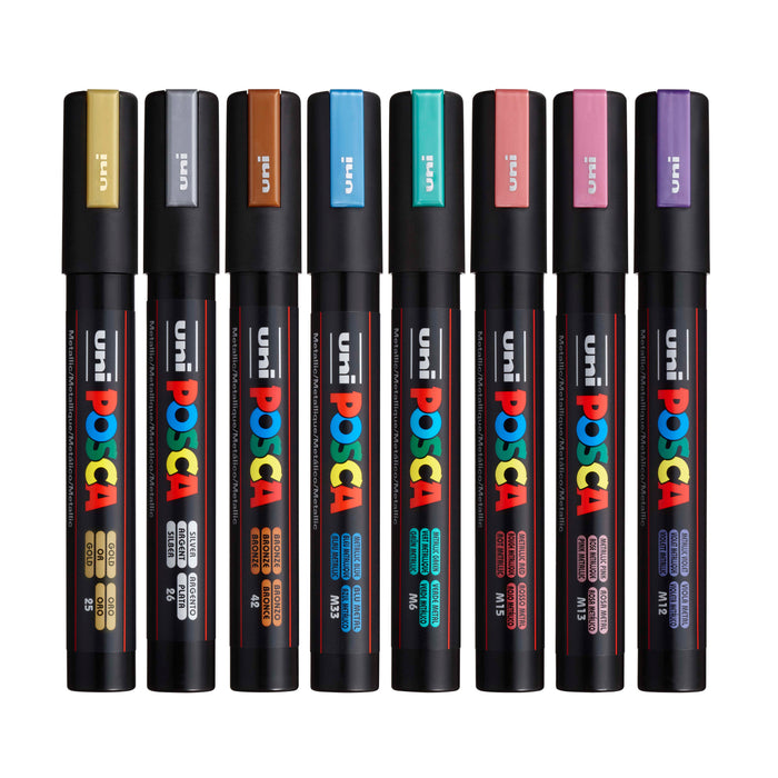 POSCA Acrylic Paint Marker PC-5M Medium Metallic Colours Set of 8