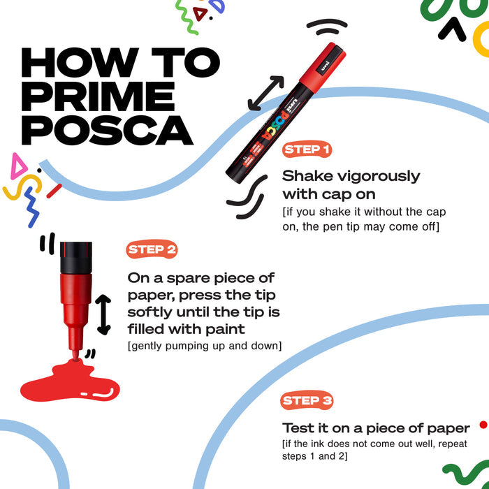 POSCA Acrylic Paint Marker PC-5M Medium Metallic Colours Set of 8